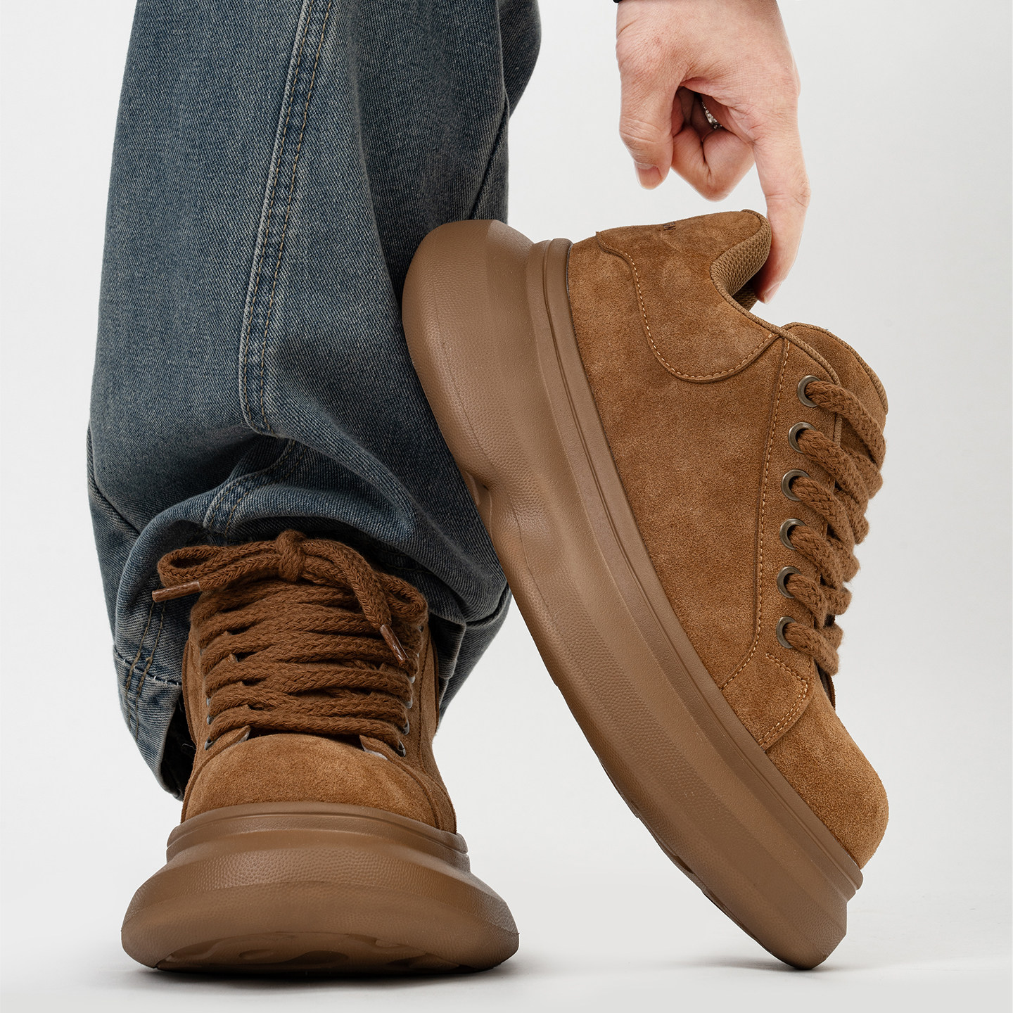 潮牌美拉德厚底面包鞋男女美式增高松糕大头鞋反绒皮休闲加绒板鞋,淘宝优惠券,粉丝福利购,淘宝优惠卷