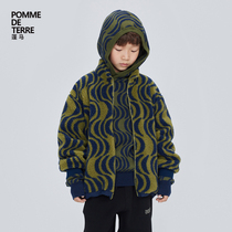 pomme flummalink jacket velvet jacket velvety comfort and warm and broken flowers autumn and winter clothing male and female children Jiangnan burqa great boy