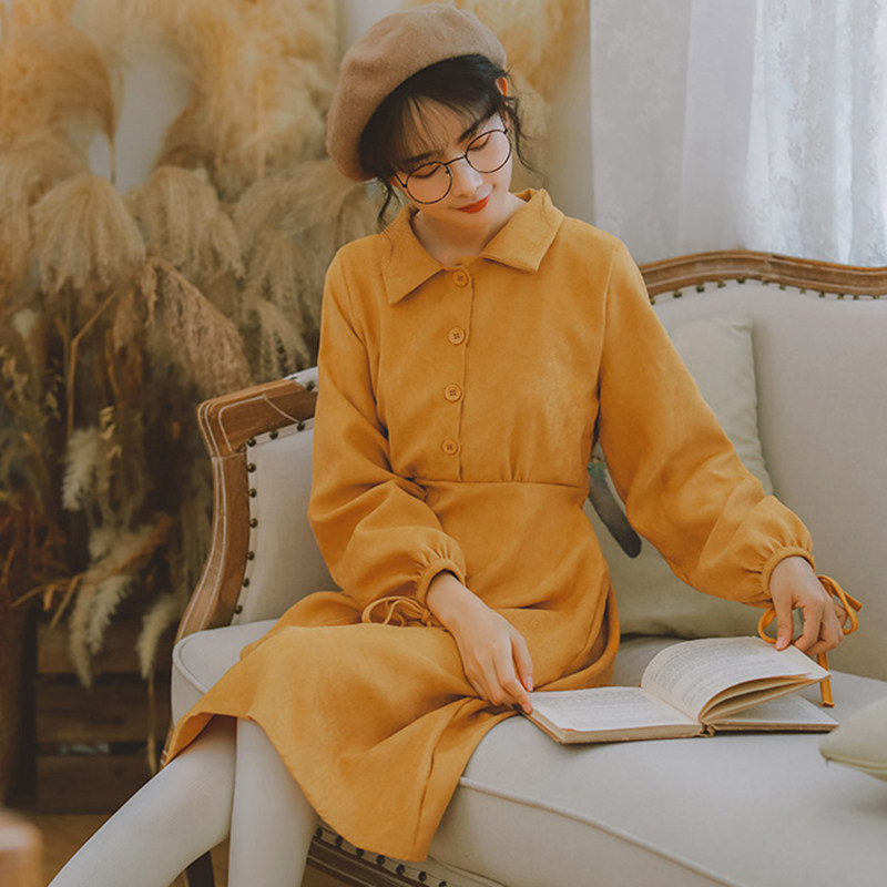 2020年新款秋冬季法式复古连衣裙 姿态玫瑰连衣裙