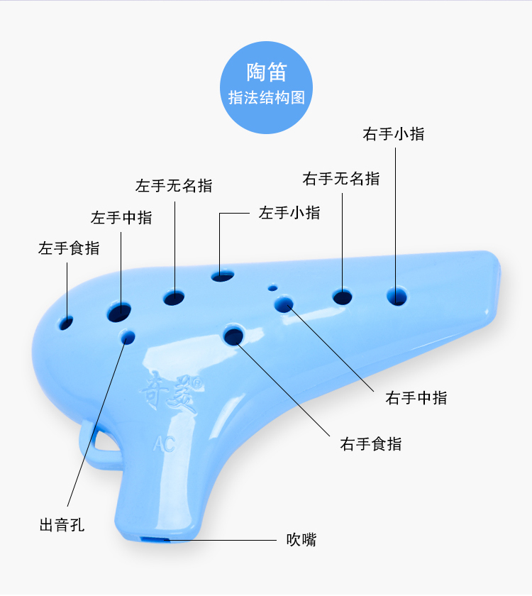 吉悦乐器专营店正品奇美12孔中音陶笛AC调高音儿童初学专业演奏学生入门树脂陶笛2