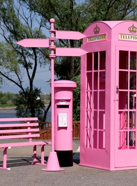 铁艺英伦电话亭模型摆件酒吧装饰品道具创意大展示柜储物柜定制做