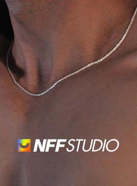 项链男波光粼粼银链男锁骨链男裸链蛇骨精致百搭2024新款潮素链