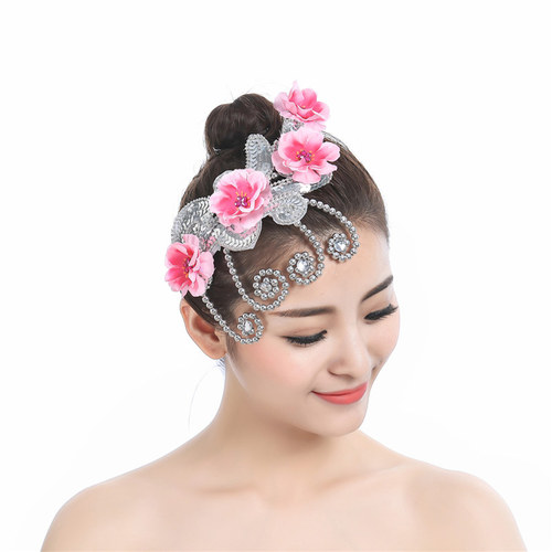 广场舞蹈头饰演出头饰古典秧歌民族舞表演头饰头花舞台傣族拉丁女 - 图2