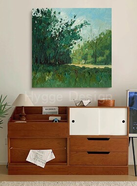 绿色中古风客厅装饰画小清新餐厅卧室小幅组合壁画电表箱遮挡挂画