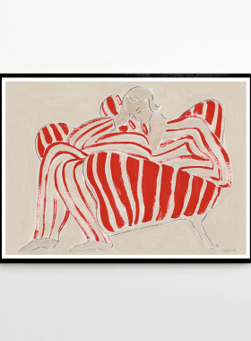 北欧丹麦设计Red Chair抽象设计现代风装饰画免打孔艺术装饰画