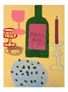 奶油风静物客厅装饰画多巴胺卡通儿童房挂画治愈系卧室大幅落地画