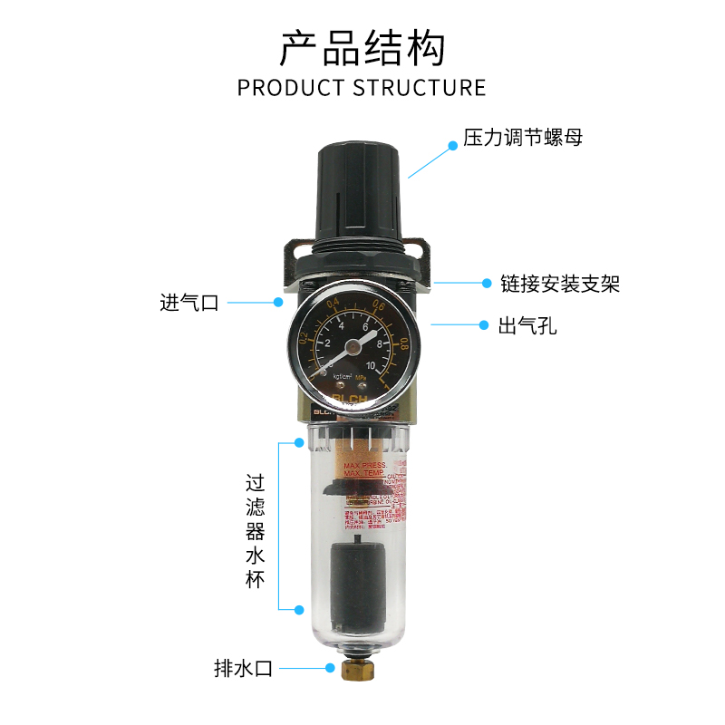 BLCH百灵调压过滤器AW2000-02D垃圾压缩车油水分离器空气过滤器