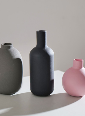 现代花器三件套白色花瓶套装摆件家居客厅陶瓷花瓶插花装饰花瓶