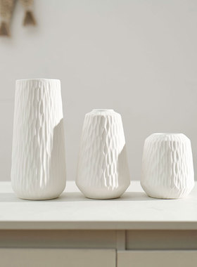 陶瓷花瓶套装三件套白色花瓶套装摆件家居客厅陶瓷花瓶插花装饰瓶