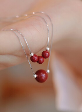 【心口朱砂】朱砂s925纯银项链女新中式小众国学锁骨链精致礼物