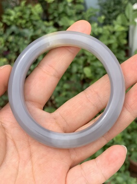 如意玉都-和田玉烟紫手镯局部有飘绵有天然纹路圈口：56mm玉镯