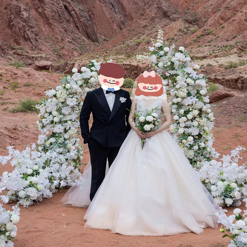 婚礼diy装饰花艺白色牛角拱门花 仿真花假花手工摄影背景布置花艺 - 图1