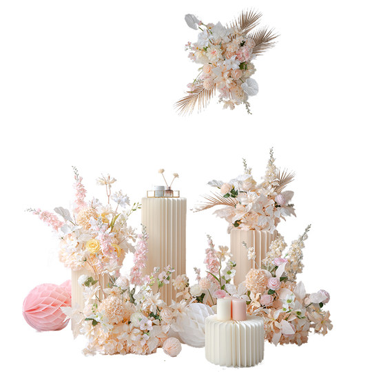 香槟色花艺地排花花球套装 婚礼活动仪式生日宴酒店布置仿真假花
