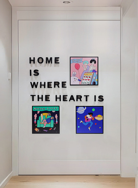小红书DIY照片墙同款定制HOME毛毡板英文立体字墙贴冰箱磁贴装饰
