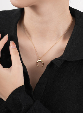 s925纯银月牙项链女轻奢小众