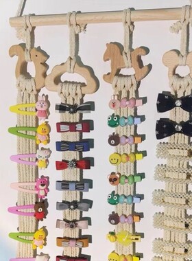 INS北欧木制可爱动物木块儿童发夹收纳神器挂绳挂件儿童房装饰品