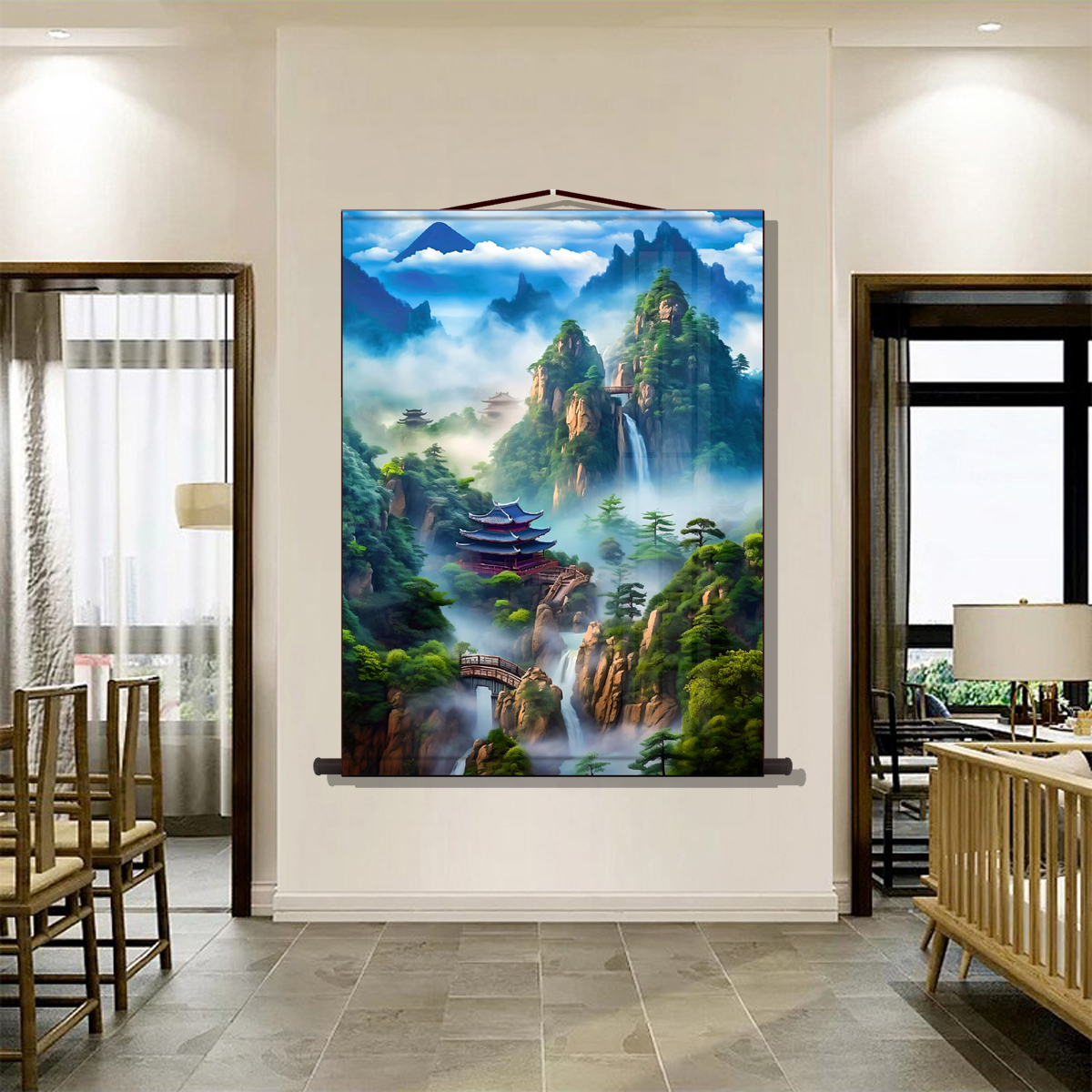 仙家堂口山水画堂单暗堂口风景画风水画仙堂背景东北堂屋供奉挂画 - 图1