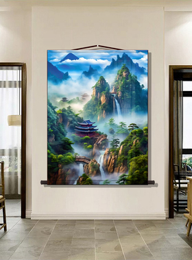 仙家堂口山水画堂单暗堂口风景画风水画仙堂背景东北堂屋供奉挂画