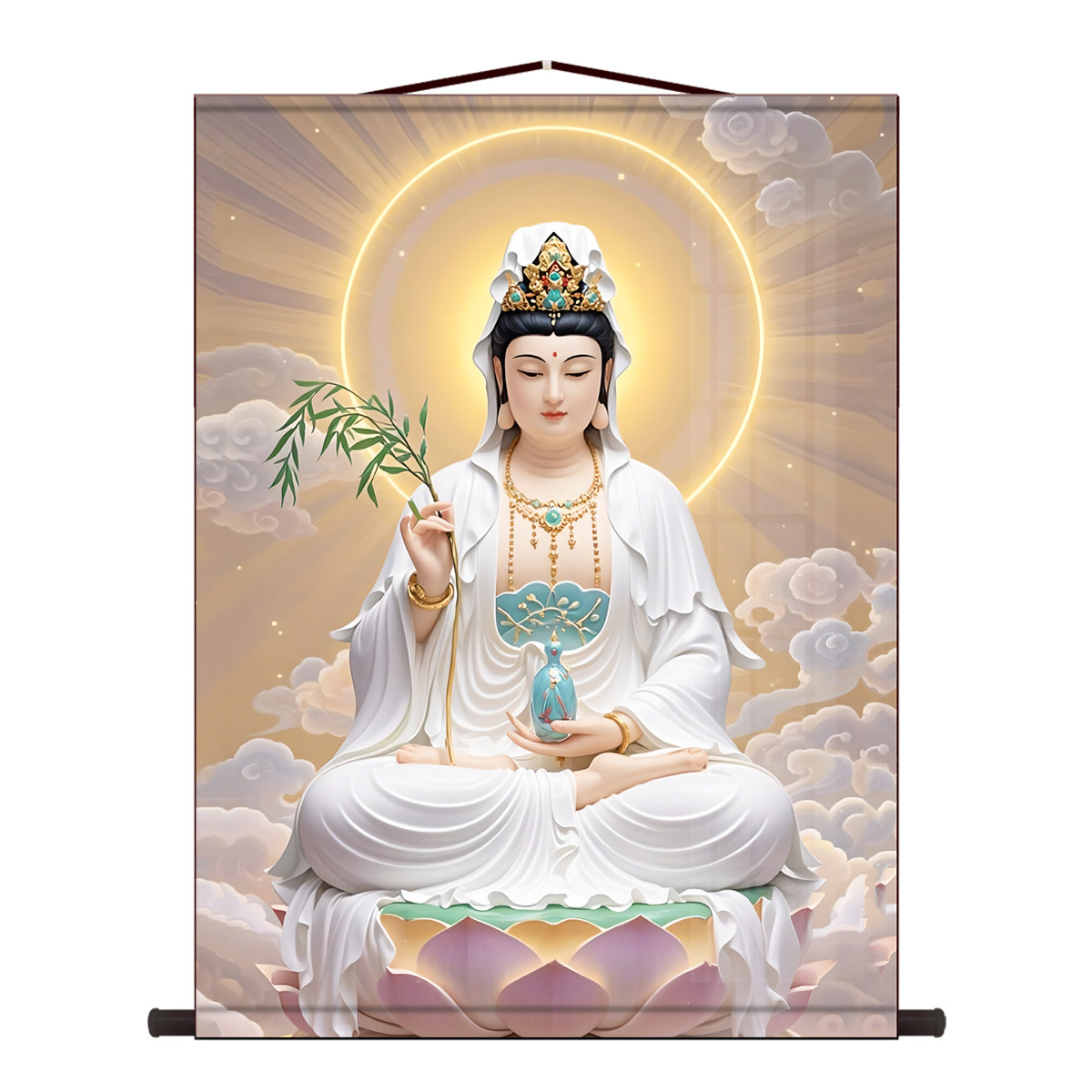 三尺三白衣观音法像救苦救难观世音菩萨画像挂画佛像供奉结缘卷轴,淘宝优惠券,粉丝福利购,淘宝优惠卷