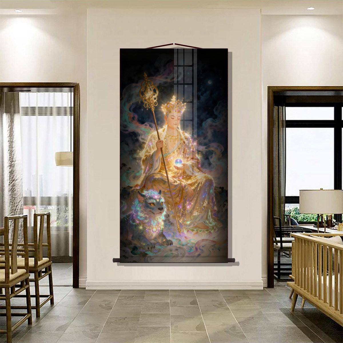 高清庄严地藏王菩萨画像挂画佛堂家用堂屋供奉佛像画装饰卷轴挂画,淘宝优惠券,粉丝福利购,淘宝优惠卷