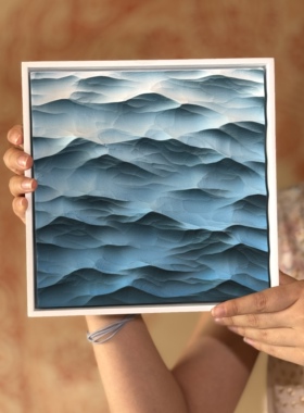 海也青山绿水扩香石挂画摆件