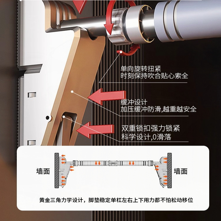 德国健身单杠专业级室内式引体向上器成人拉伸助力吊环墙体免打孔 - 图0