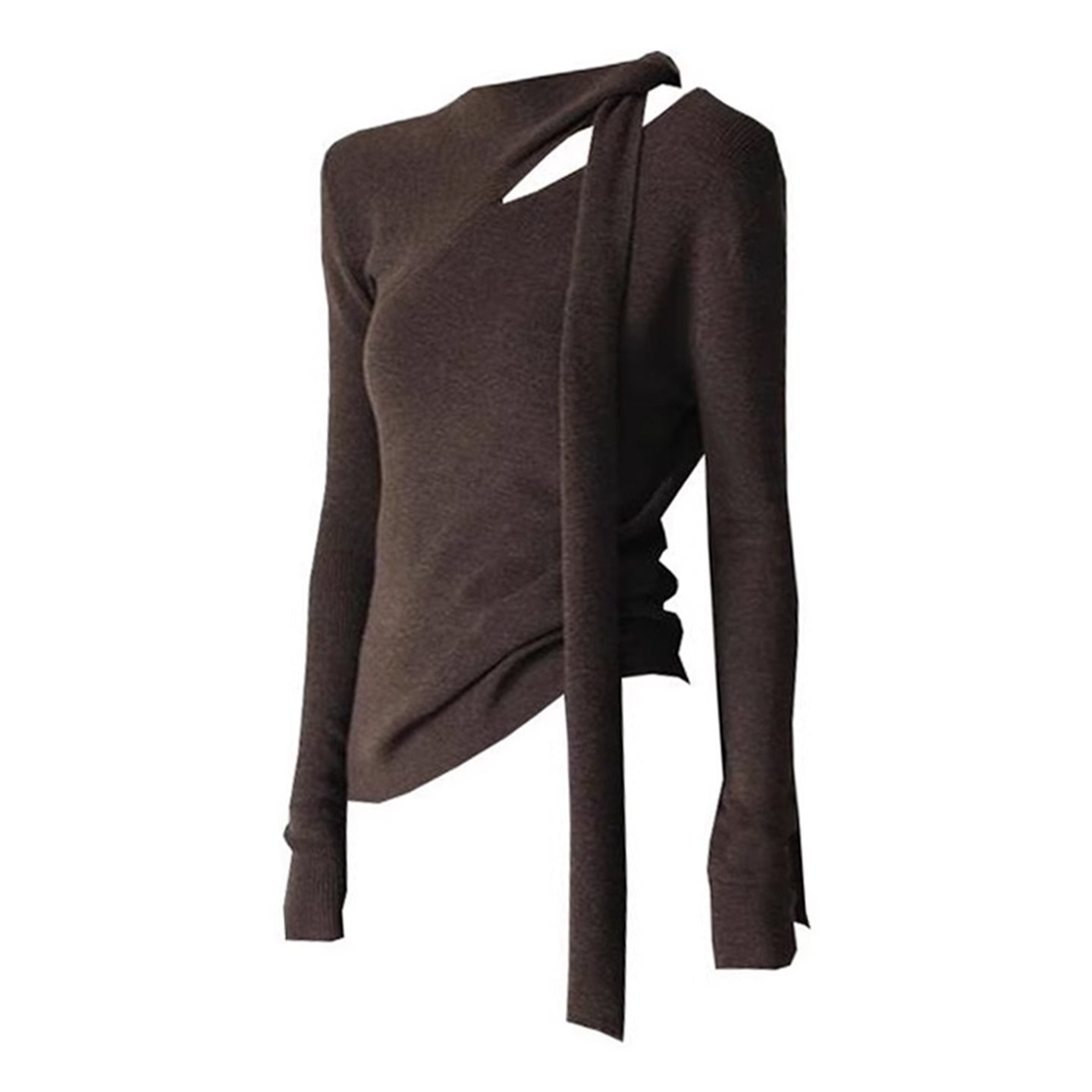 辣妹棕色针织衫挂脖上衣女2025年秋季新款围巾领美拉德系穿搭毛衣,淘宝优惠券,粉丝福利购,淘宝优惠卷