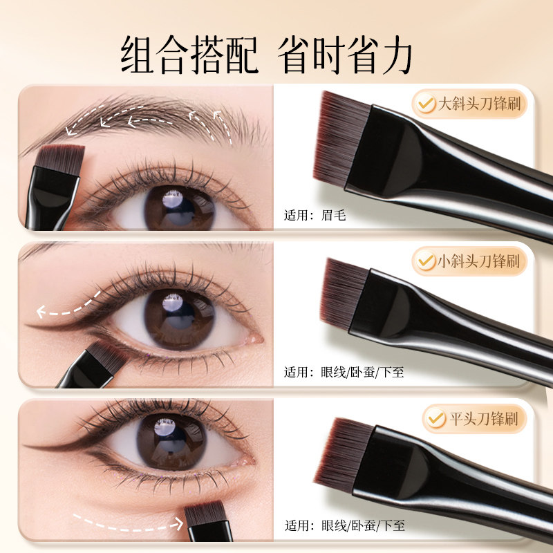 双头刀锋眼线刷眼睑下至扁平头斜角眉刷画卧蚕眉粉超薄画眉化妆刷,淘宝优惠券,粉丝福利购,淘宝优惠卷