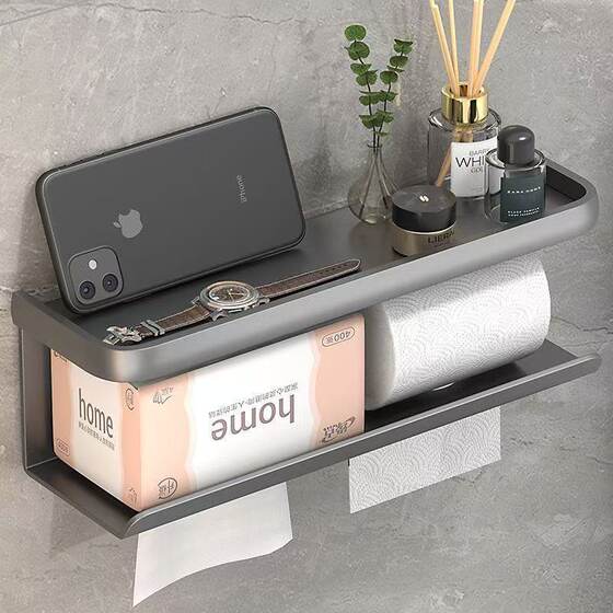 Tissue holder punch-free bathroom toilet paper box wall-mounted roll paper tissue box household storage rack paper box