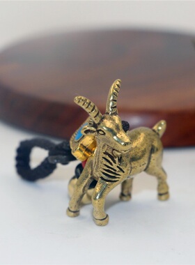 西藏纯黄铜汽车钥匙扣挂饰生肖羊