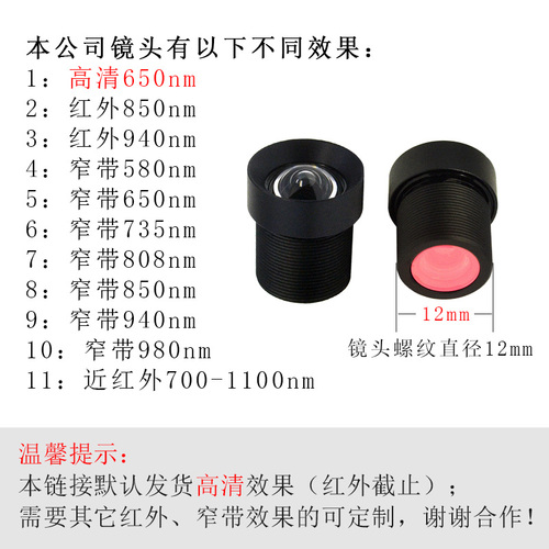 M12高清650nm微距工业监控1080P广角摄像镜头364681216mm