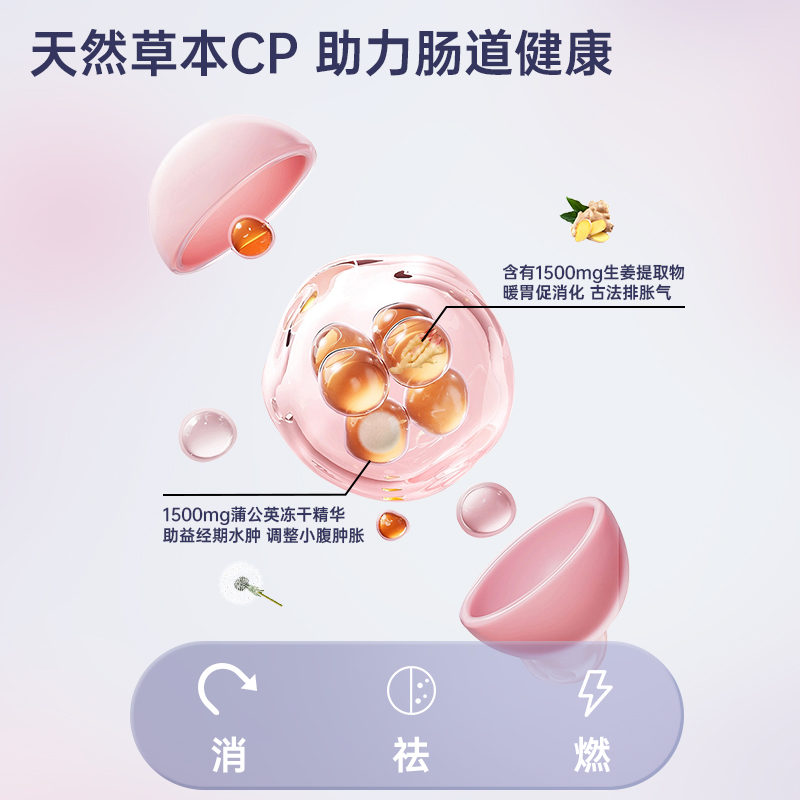 科立纯小腹丸益生菌排水肠道女性肿活性减缓积滞胶囊60粒口服