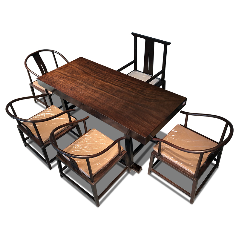 黑檀大板实木原木红木茶桌茶台茶几一整体桌办公书桌餐桌画案家具