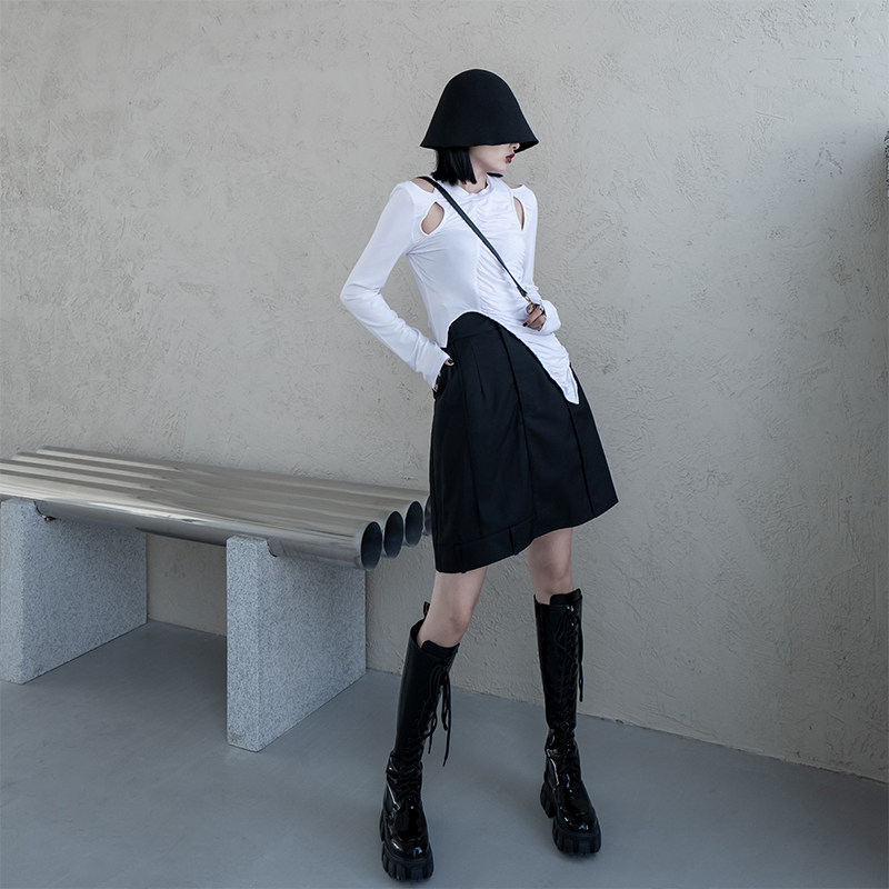 chicsky原创休闲工装感倒置拼接裙 chicsky服饰休闲裤