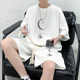 Heavy Walv Ge Ge Ge Ge Skin Set Boys Summer Fashion Two -piece Hong Kong -style short -sleeved shorts with a set