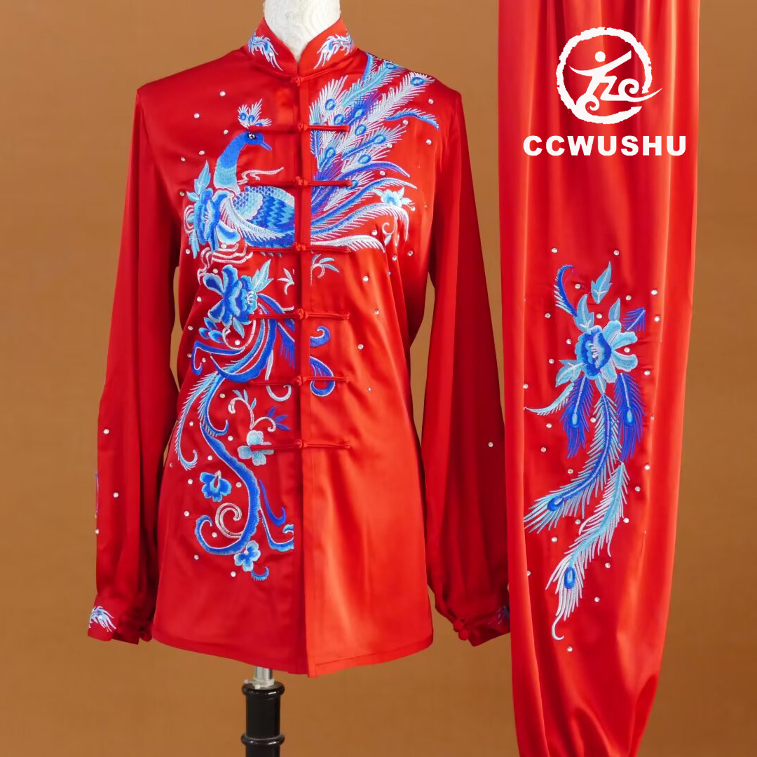 太极服男中国风表演服武术服竞赛服太极拳练功服女绣龙绣凤太极服 - 图0