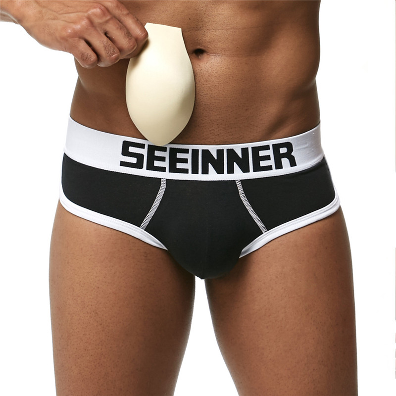 男士性感内裤罩杯海绵垫翘臀正装提臀显大三角裤纯色塑型短裤低腰,淘宝优惠券,粉丝福利购,淘宝优惠卷