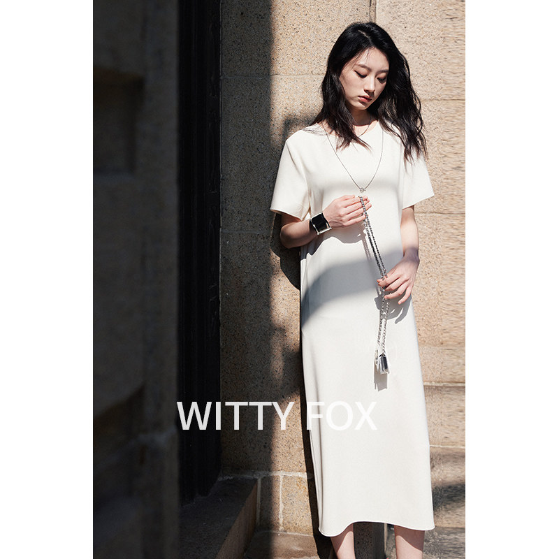 断码捡漏 WITTYFOX日本进口三醋酸短袖连衣裙女夏季长裙宽松无袖
