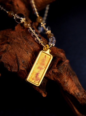 【爱财得财】手绘金财神吊坠护身项链新中式面小仙