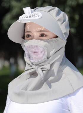 风扇帽USB充电两用遮脸采茶帽带风扇的帽子干活大棚遮阳帽太阳帽