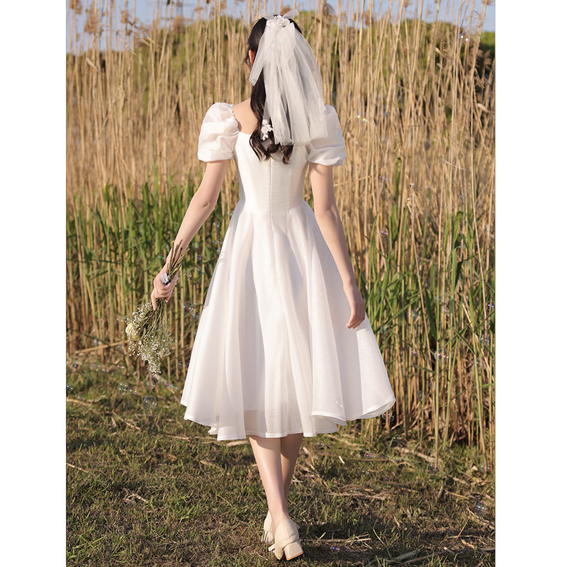 白色法式轻婚纱女领证登记连衣裙 玫意印象礼服/晚装