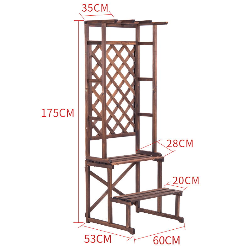 防腐木花架室外花盆架落地式置物架阳台花架子阶梯式多层花架轻o.-图2