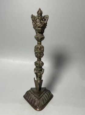 藏式三面马头金刚杵桌面摆件尼泊尔普巴杵家居客厅摆件