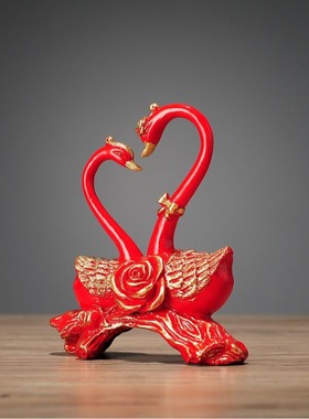 天鹅摆件树脂装饰品客厅结婚礼物电视柜酒柜工艺品花瓶摆 设批发