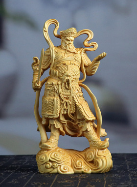 黄杨木雕四大天金刚守门神摆件风调雨顺木质佛像家居装饰品