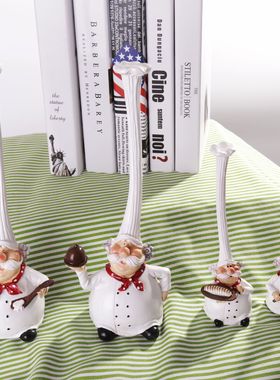 美式乡村田园树脂创意厨房餐厅家居装饰品高帽厨师摆件工艺品