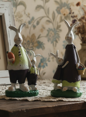 美式创意情侣兔子桌面摆件 客厅电视柜摆设家居房间家居装饰品