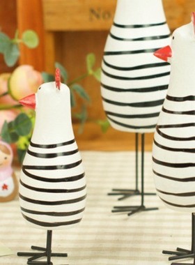 美式乡村北欧原木手绘可爱公套三鸡家居客厅店铺橱窗搁板装饰摆件