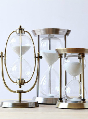 创意软装工艺品 金属沙漏计时器 结婚办公礼品 30 60分钟沙漏摆件