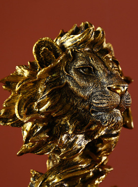 北欧树脂百兽之王狮子头摆件客厅书柜电视机柜餐厅创意工艺摆设